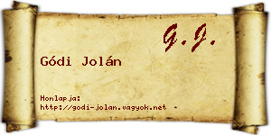 Gódi Jolán névjegykártya